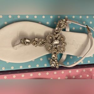Beautiful white diamond studded sandals!